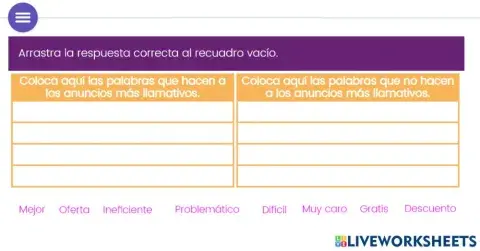 Palabras en los carteles