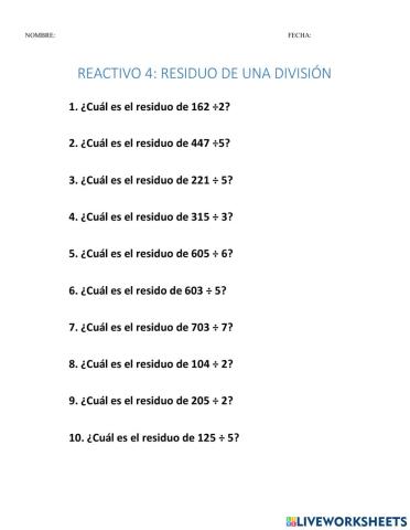 Residuo de una división