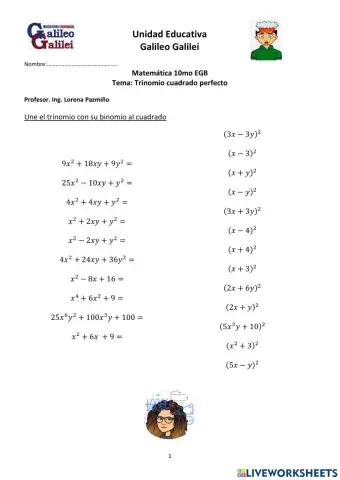 Factoreo de trinomio cuadrado perfecto