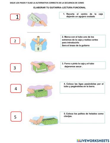 Lectura funcional elaboracion de una guitarra de carton