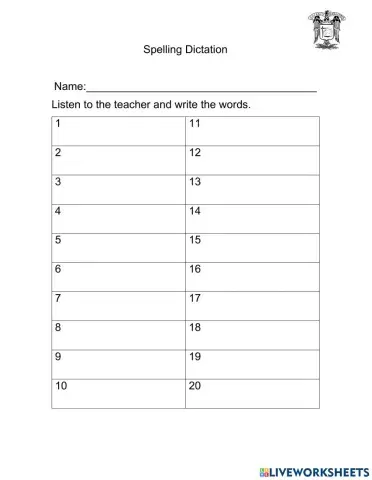 Spelling dictation long e words