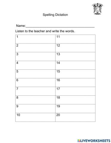 Spelling dictation long e words