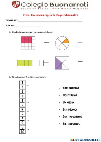 Evaluación espejo 1r bloque Matemática