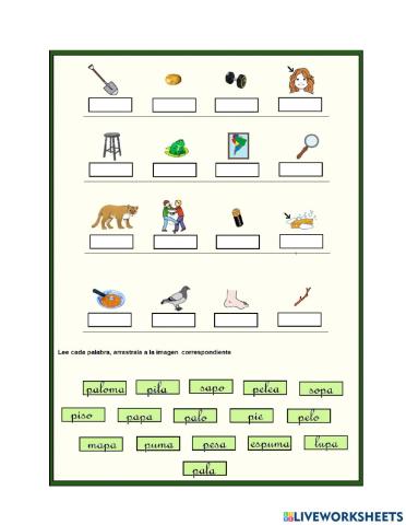 Letra p-lectura de palabras