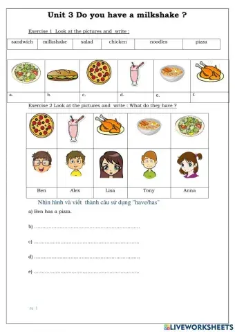 Unit 3: do you have a milkshake?