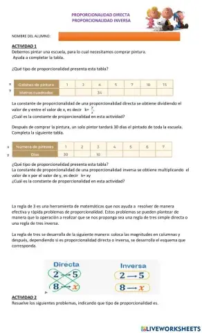 Proporcionalidad directa e inversa
