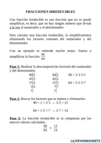 Simplificación de fracciones