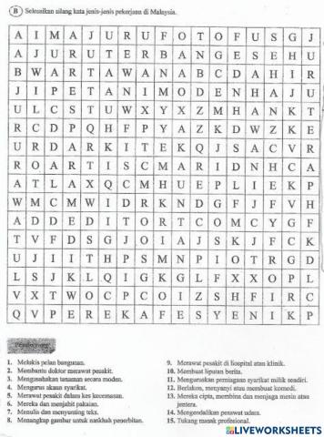 Teka silangkata pekerjaan