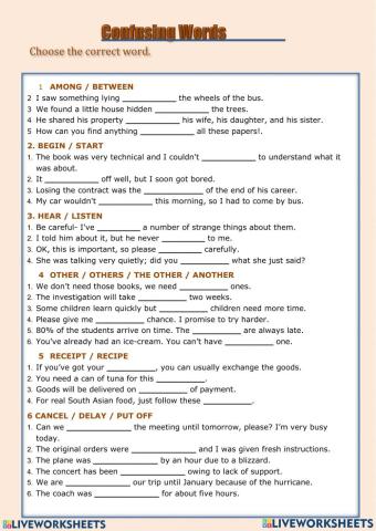 Grade 12- Confusing words