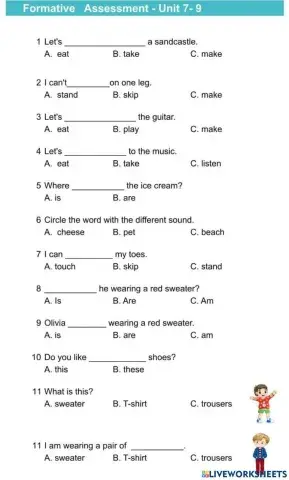 Formative Assessment - Unit 7 -9