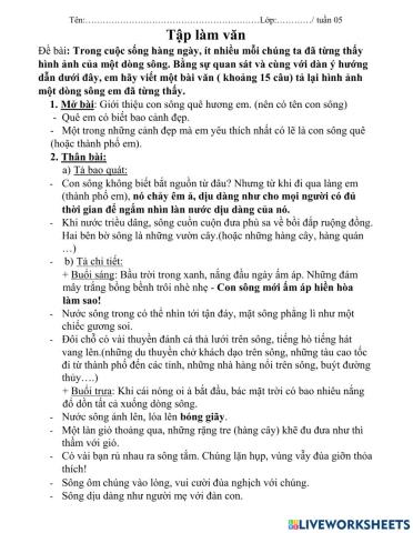 Tả con sông - cuối tuần 5