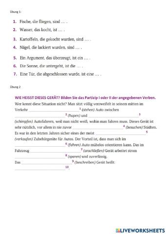 Partizipien als Adjektiv