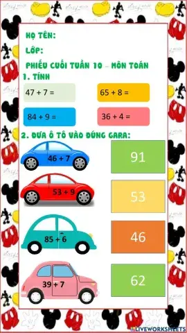 Phiếu cuối tuần 10