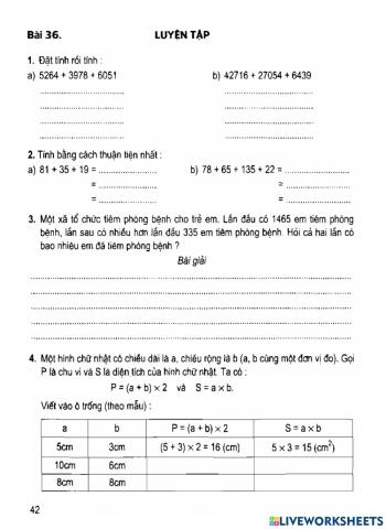 Toán in lớp 4 bài 36