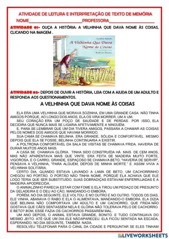 Leitura e interpretação de texto de memória