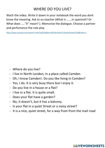 Where do you live? Role play