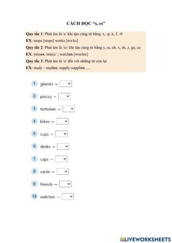 HOMEWORK s,es, ed pronunciation 2