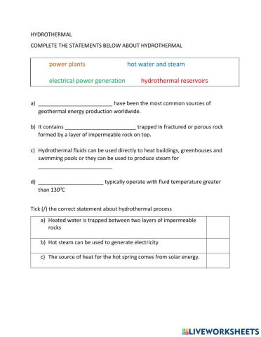 Hydrothermal process