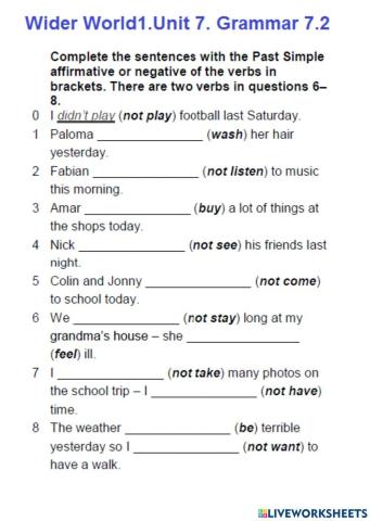 Wider World 1.Unit 7. Grammar 7.2