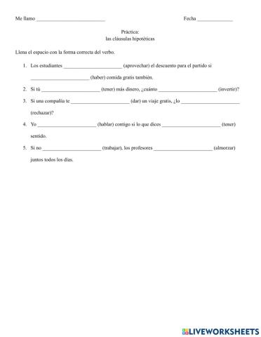 Practice with 'si clauses'