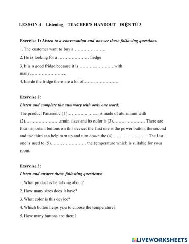 Listening- lesson 4- teacher's handout- dt3