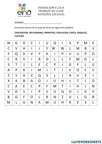 Sopa de letras estudios sociales