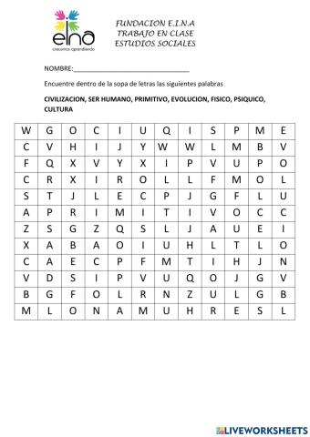 Sopa de letras estudios sociales