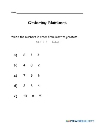 Ordering Numbers
