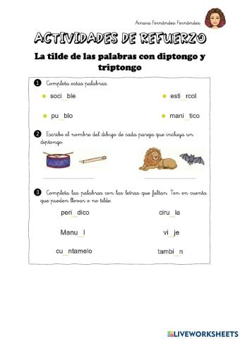 La tilde de las palabras con diptongos y triptongos