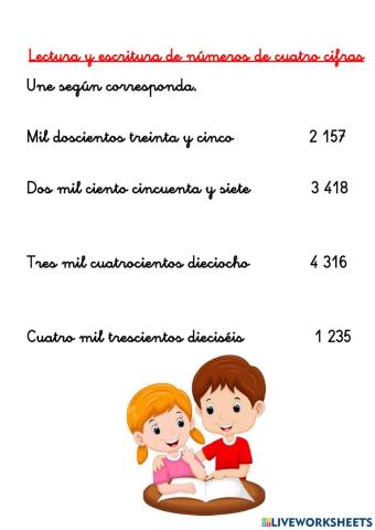 Lectura y escritura de números de cuatro cifras