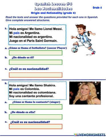 Las Nacionalidades in Spanish