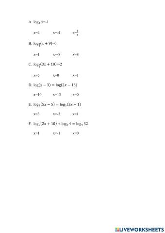 Ecuaciones con logaritmos