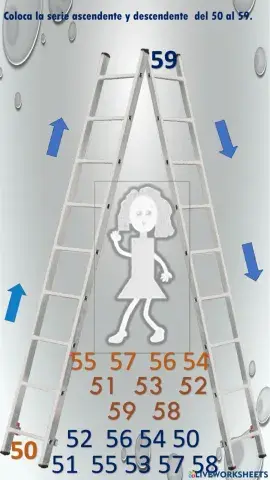 Coloca la serie ascendente y descendente del 50 al 59.