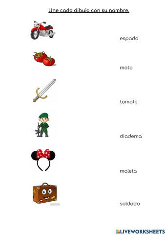 Unir dibujos con sus nombres