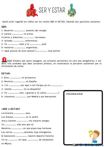 Exercices ser et estar