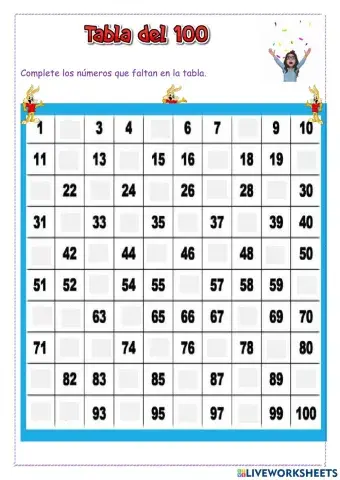 Tabla del 100