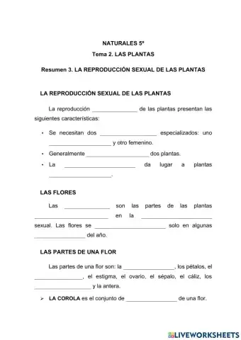 La reproducción sexual de las plantas