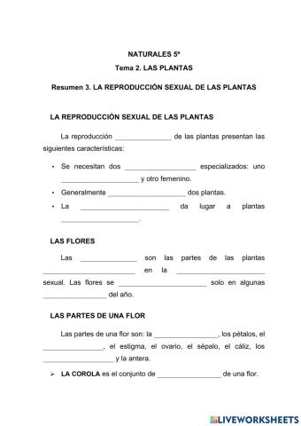 La reproducción sexual de las plantas