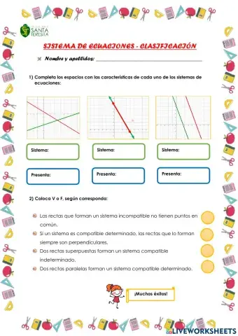 Sistema de ecuaciones - Gráfica - Clasificación