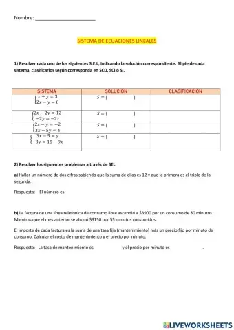 Sistemas de ecuaciones lineales