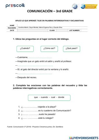 Tilde en palabras interrogativas ye xclamativas