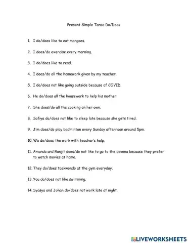 Present Simple Tense do and does