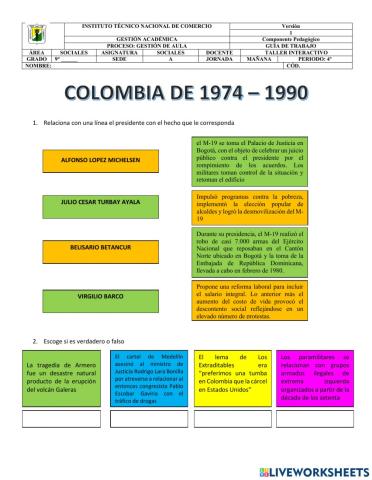 Colombia 1974- 1990