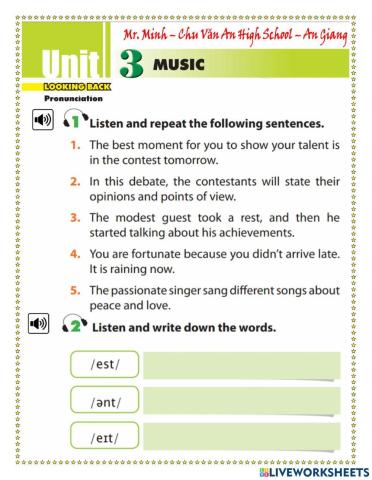 English 10 - Unit 3 - Looking back