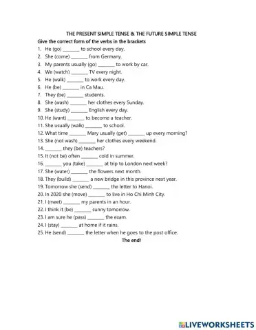 Grammar - present future tense - future simple tense