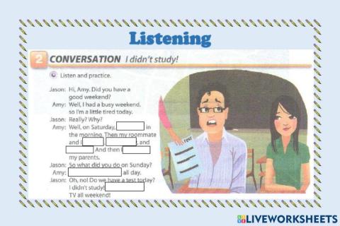 Listening exercise: Simple past regular verbs.
