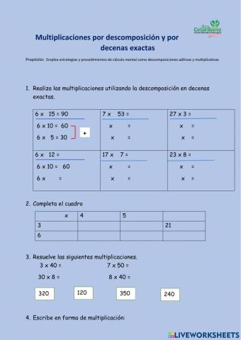 Multiplicación por descomposición
