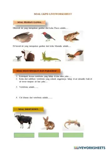 LKPD Soal Animalia (Vertebrata)