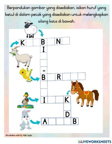 Silang kata - mengenal huruf besar dan nama haiwan