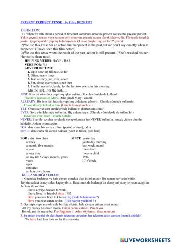 Present perfect tense 1